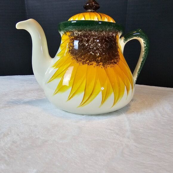 Vintage Vicky Wesley Signed Numbered Sunflower Teapot Bowl Cup Set - Picture 4 of 15